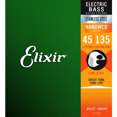 ELIXIR 14782 NANOWEB Струны для 5-струнной бас-гитары 45-130