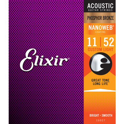 ELIXIR 16027 NANOWEB Струны для акустической гитары 11-52