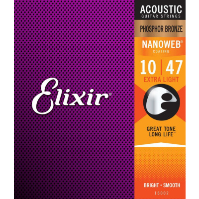 ELIXIR 16002 NANOWEB Струны для акустической гитары 10-47