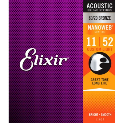 ELIXIR 11027 NANOWEB Струны для акустической гитары 11-52