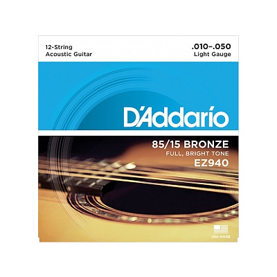 D`ADDARIO EZ940 Струны для 12-струнной гитары 10-50