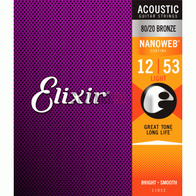 ELIXIR 11052 NANOWEB Струны для акустической гитары 12-53