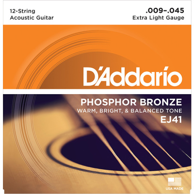 D`ADDARIO EJ41 Струны для акустической 12-струнной гитары 9-45