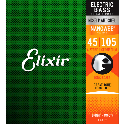 ELIXIR 14077 NANOWEB Струны для 4-струнной бас-гитары 45-105