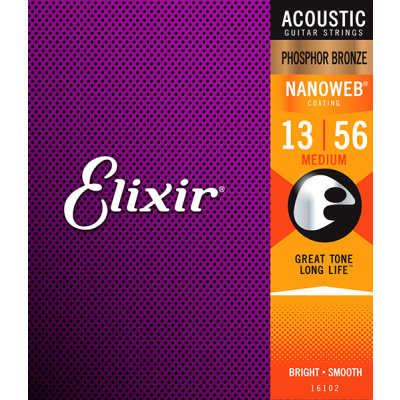 ELIXIR 16102 NANOWEB Струны для акустической гитары 13-56