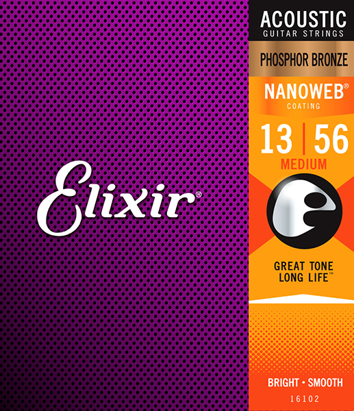 ELIXIR 16102 NANOWEB Струны для акустической гитары 13-56