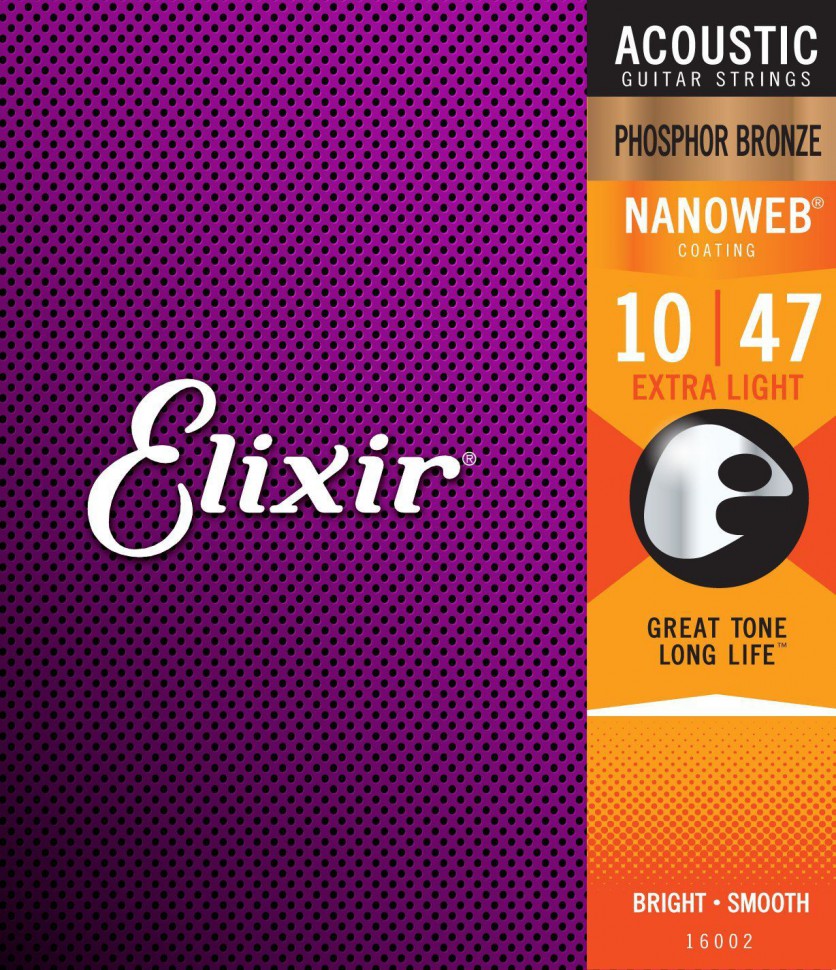 ELIXIR 16002 NANOWEB Струны для акустической гитары 10-47