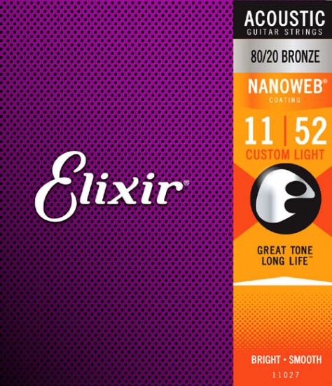 ELIXIR 11027 NANOWEB Струны для акустической гитары 11-52