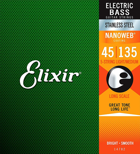 ELIXIR 14782 NANOWEB Струны для 5-струнной бас-гитары 45-130