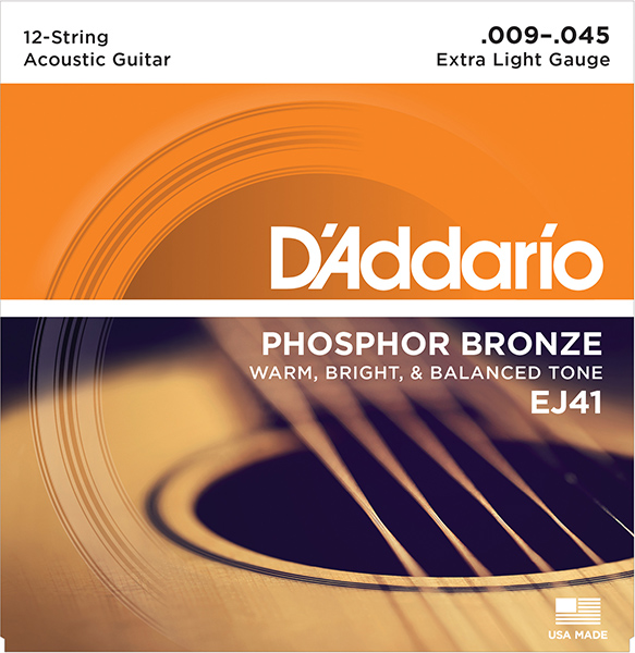 D`ADDARIO EJ41 Струны для акустической 12-струнной гитары 9-45