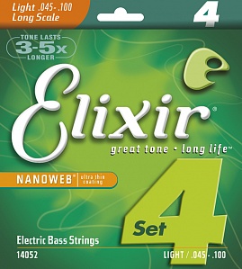 ELIXIR 14052 NANOWEB Струны для 4-струнной бас-гитары 45-100
