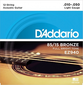 D`ADDARIO EZ940 Струны для 12-струнной гитары 10-50